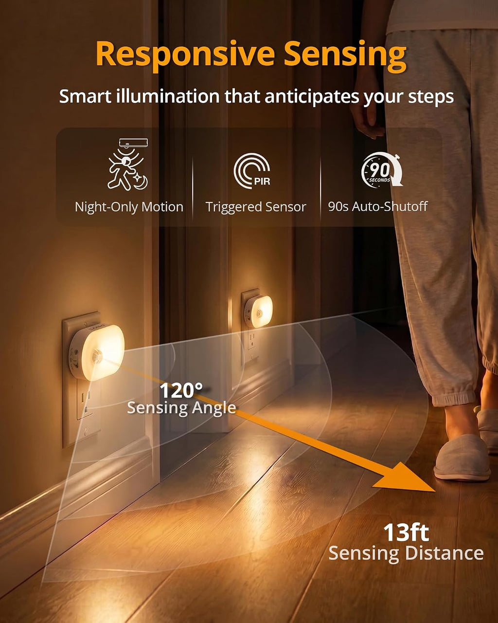 Lyridz 120LM Ultra Bright Plug-in Motion Sensor Night Light, Stepless Dimmable LED Nightlight, Always-On and Auto-Off, for Hallway…
