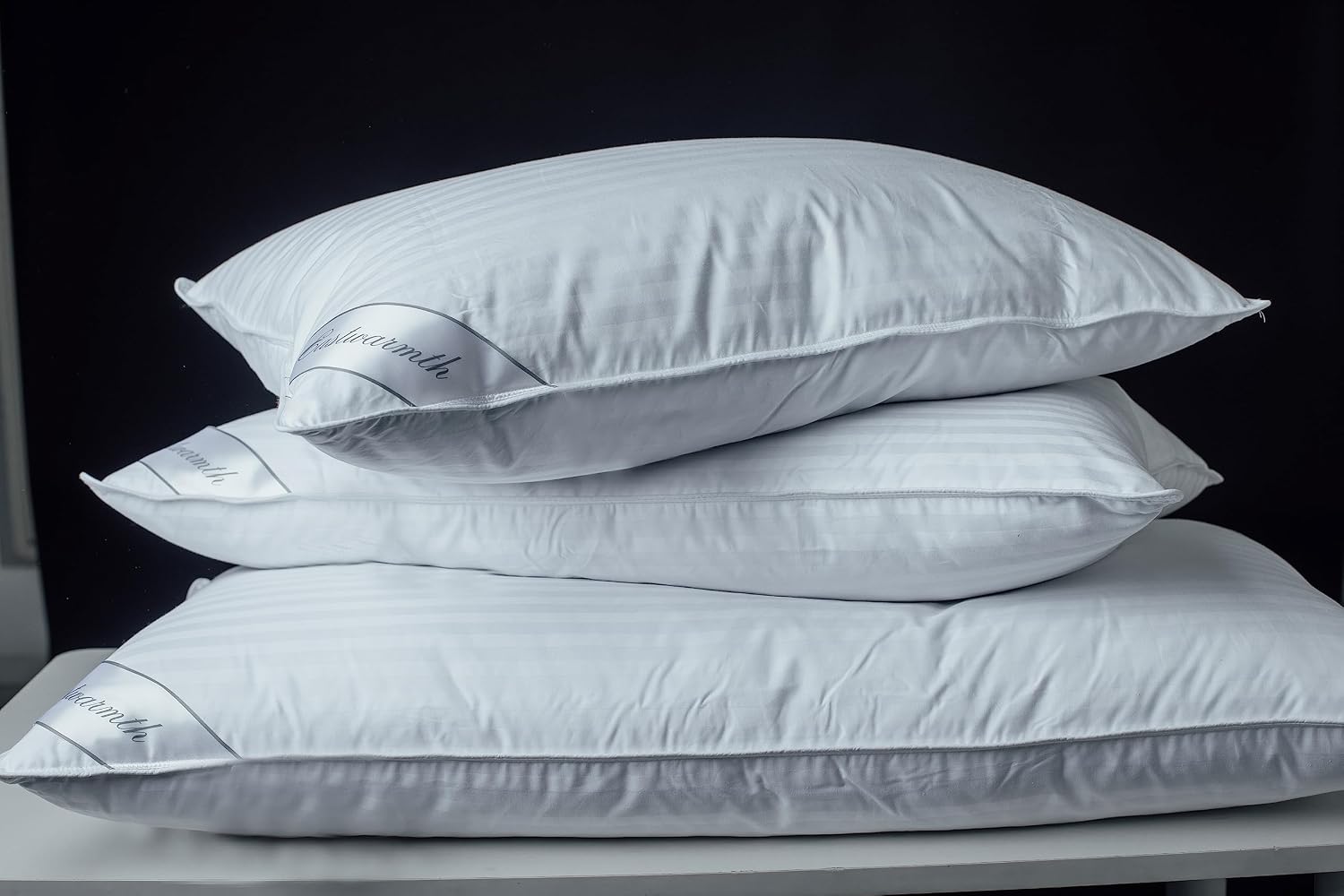 Goose Down Feather Soft Pillows One Pillow 100% Cotton Supportive Bed Pillow Stripe White Color Queen Size 20x30 inch