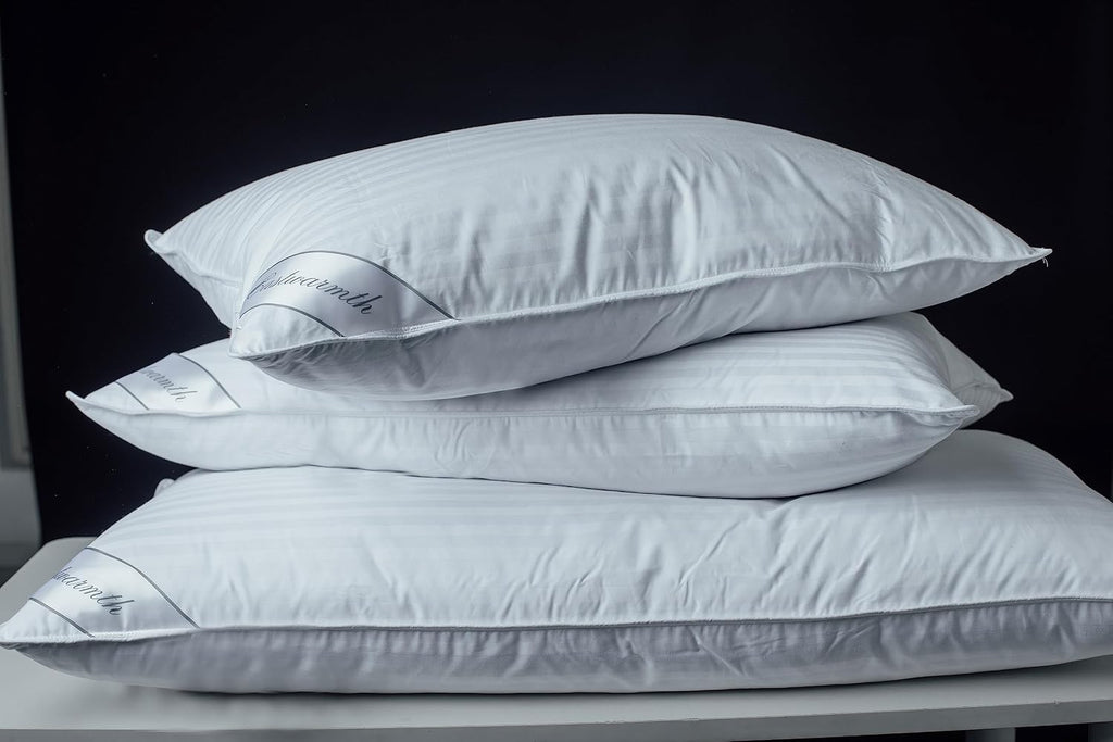 Goose Down Feather Soft Pillows One Pillow 100% Cotton Supportive Bed Pillow Stripe White Color Standard Size 20x26 inch