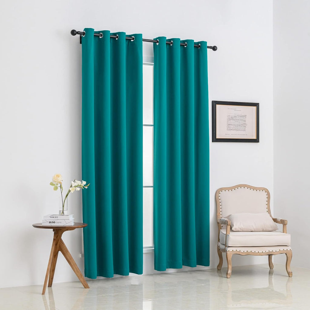 Pickluc Teal Blackout Curtains with Grommet 96 Inches Long 2 Panels, Light Blocking Window Drapes for Living Room, Thermal Insulated, Noise…