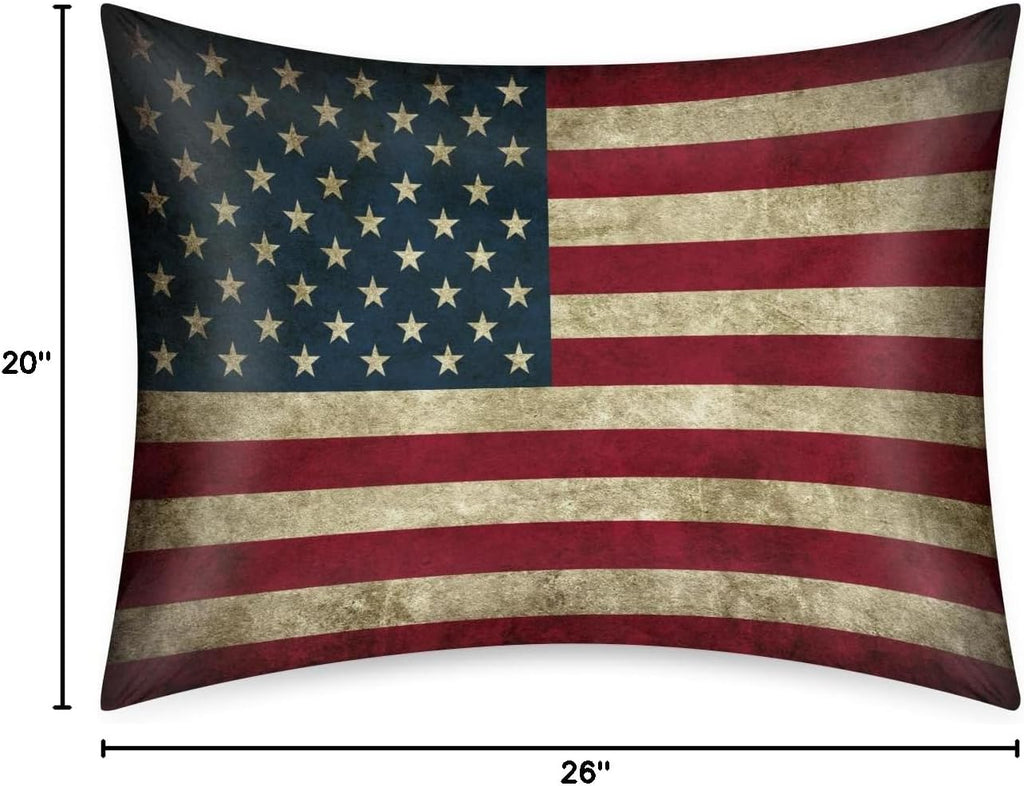 American Flag Retro Satin Silk Pillowcase for Hair and Skin Pillow Cases Standard Size Soft Silk Pillow Case with Envelope Closure Print…