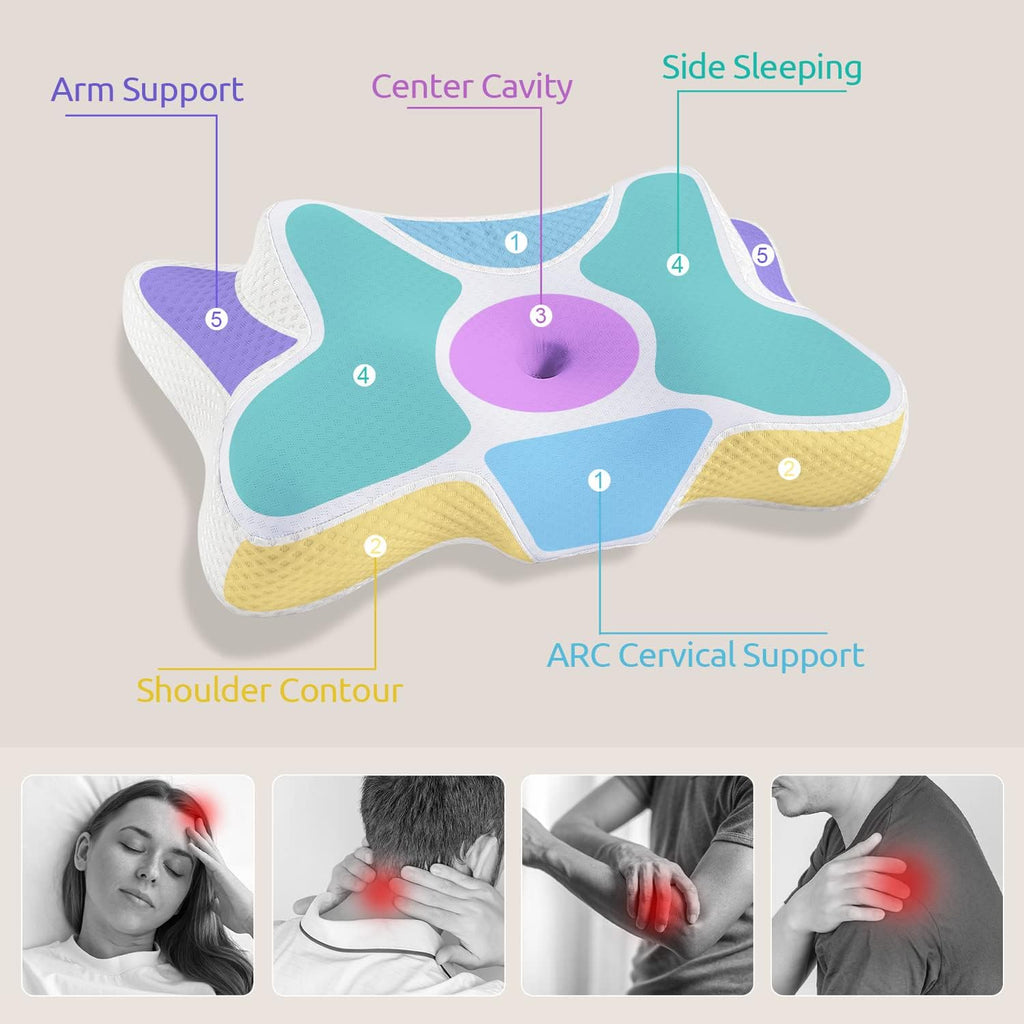 Donama Cervical Neck Pillow for, Odorless Contour Memory Foam Pillows with Cooling Pillowcase Cozy Sleeping, Orthopedic Ergonomic Bed Pillo…