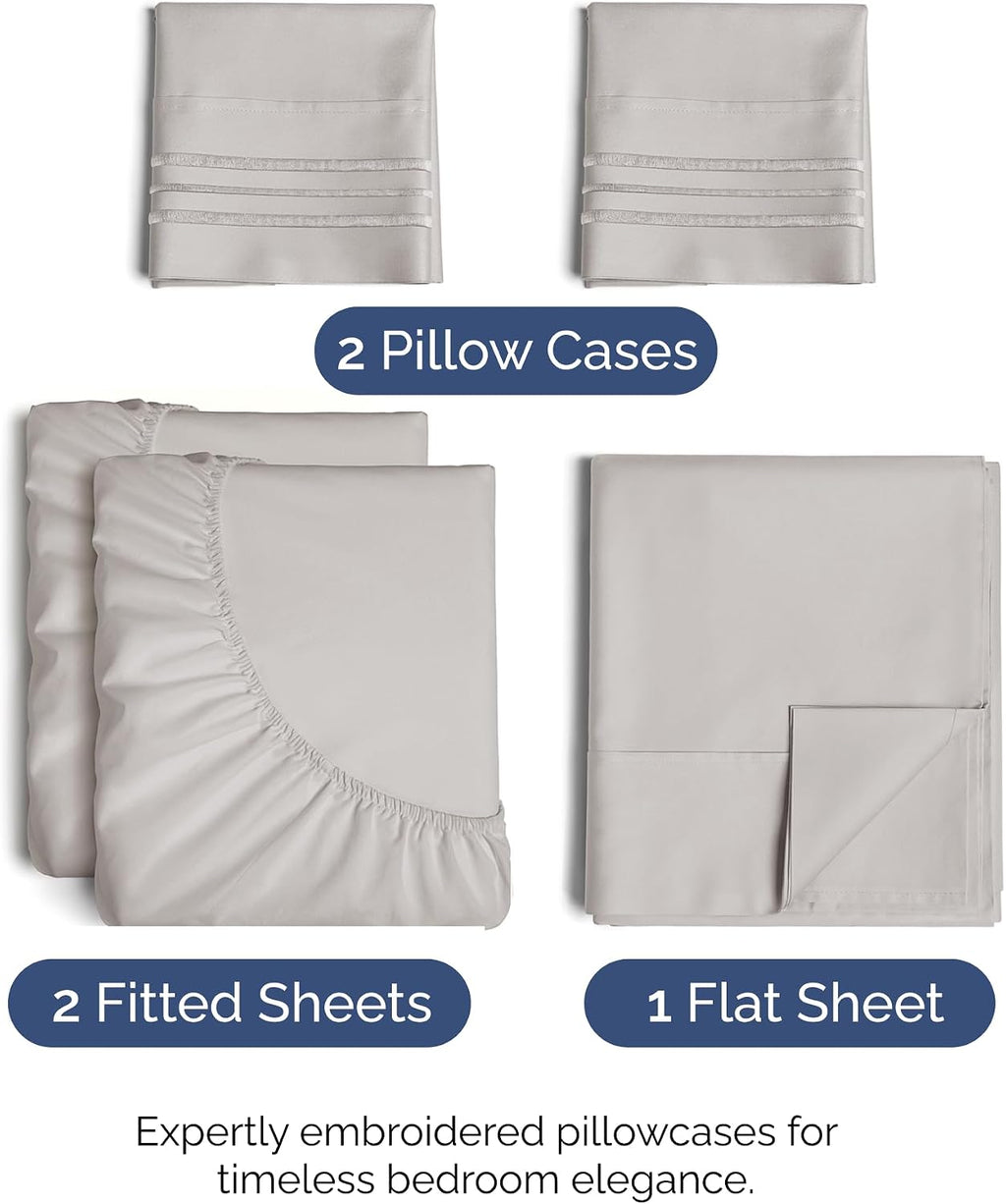 Split King Size 5 Piece Sheet Set - Comfy Breathable & Cooling Sheets - Hotel Luxury Bed Sheets for Women & Men - Deep Pockets, Easy-Fit…