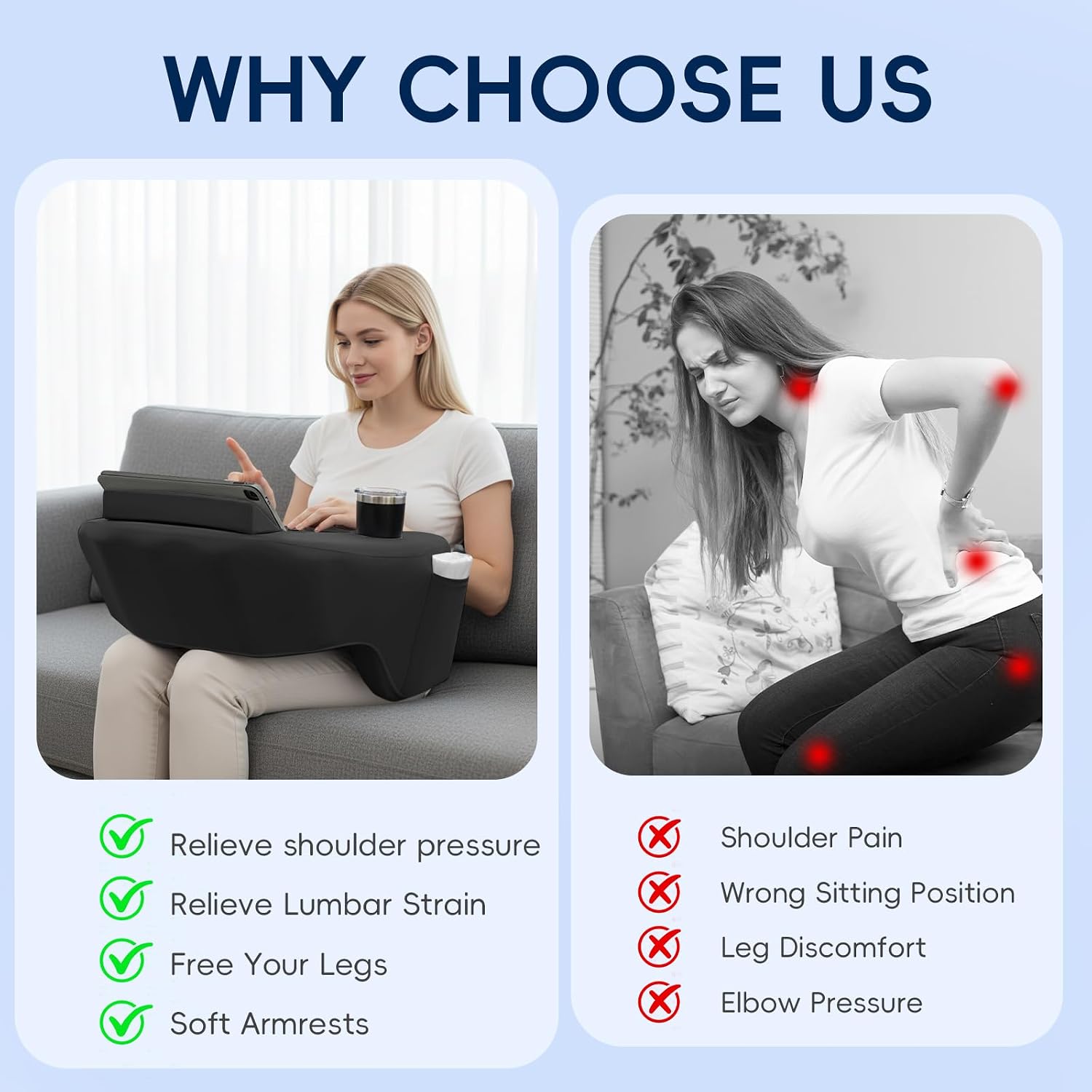 Reading Pillow for Gaming, Large Arm Rest Pillow for Adult, Memory Foam Desk Pillow with Cup & Phone Holder for Reading, Working…