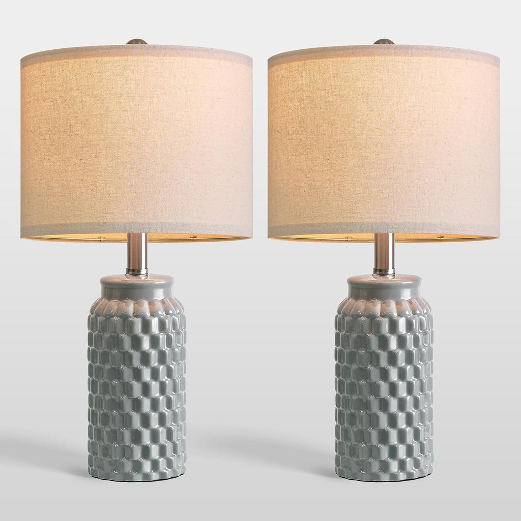 USumkky 20.5" Ceramic Table Lamps Set of 2, Modern Farmhouse Boho Bedside Lamps for Bedroom, Nightstand Lamps for Living Room End Tables…