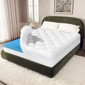 OhGeni Cooling 5 lnch Queen Size Dual Layer Mattress Topper, 3 Inch Egg Crate Gel Memory Foam, 2 Inch Pillow Top Pad, Bedroom Essentials Ma…