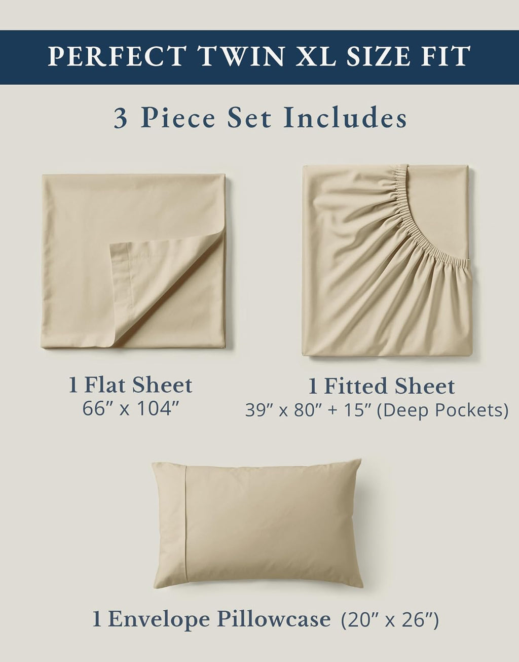 LaneLinen LANE LINEN Twin XL Sheets Set, 100% Mercerized Organic Cotton Twin XL Bed Sheets Set with sily Touch Finish, Soft and Comfy Fully…