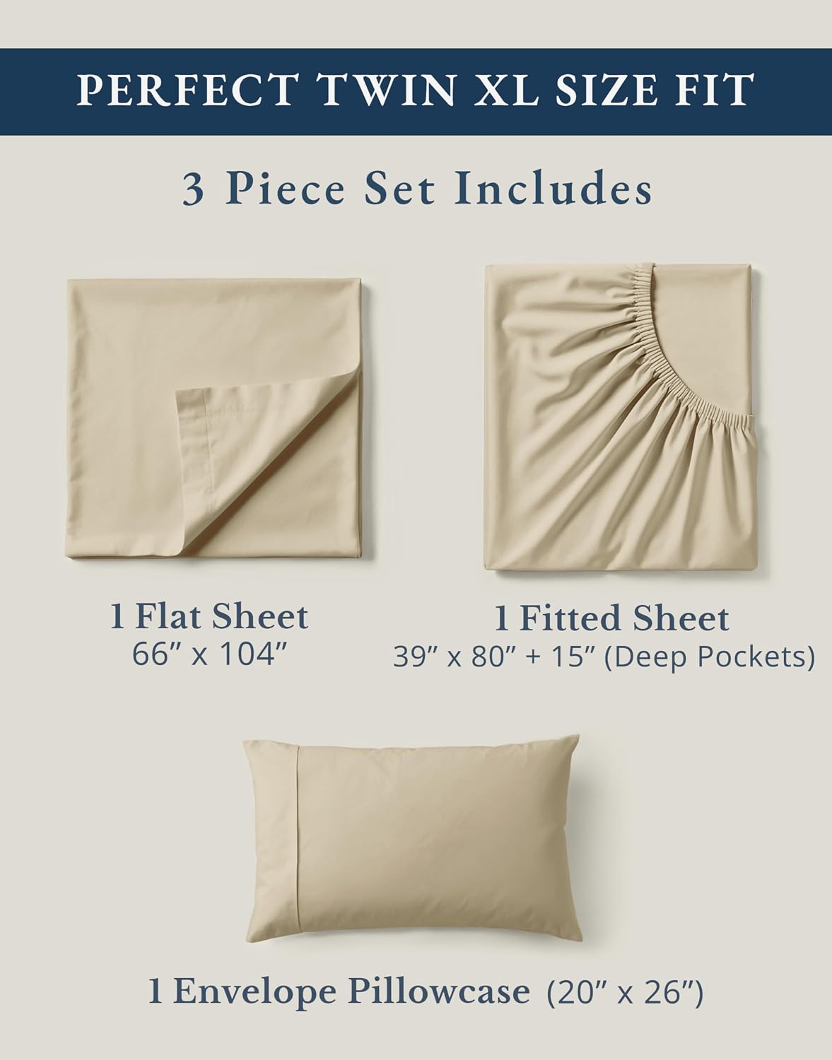 LaneLinen LANE LINEN Twin XL Sheets Set, 100% Mercerized Organic Cotton Twin XL Bed Sheets Set with sily Touch Finish, Soft and Comfy Fully…