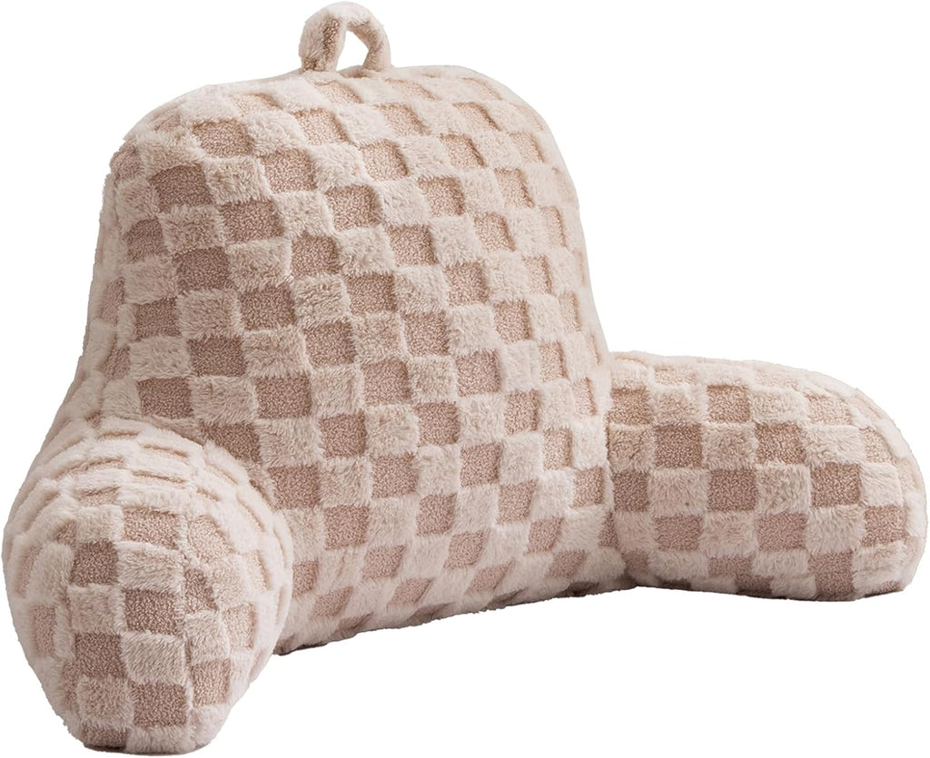 Aimuan Reading Pillow Checkered Bed Rest Wedge Backrest Checkerboard Pillow with Arms Back Support for Sitting Up in Bed Cushion Incline…