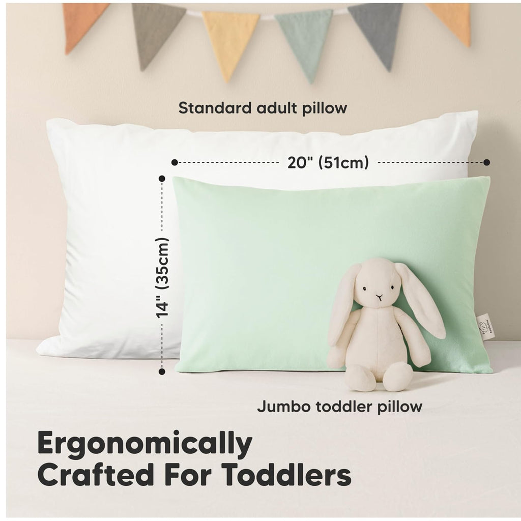 KeaBabies 2-Pack Toddler Pillows 2 Year Old to 5-14x20 Soft Organic Cotton Kids Pillow for Sleeping, Travel, School, Daycare, Nap…
