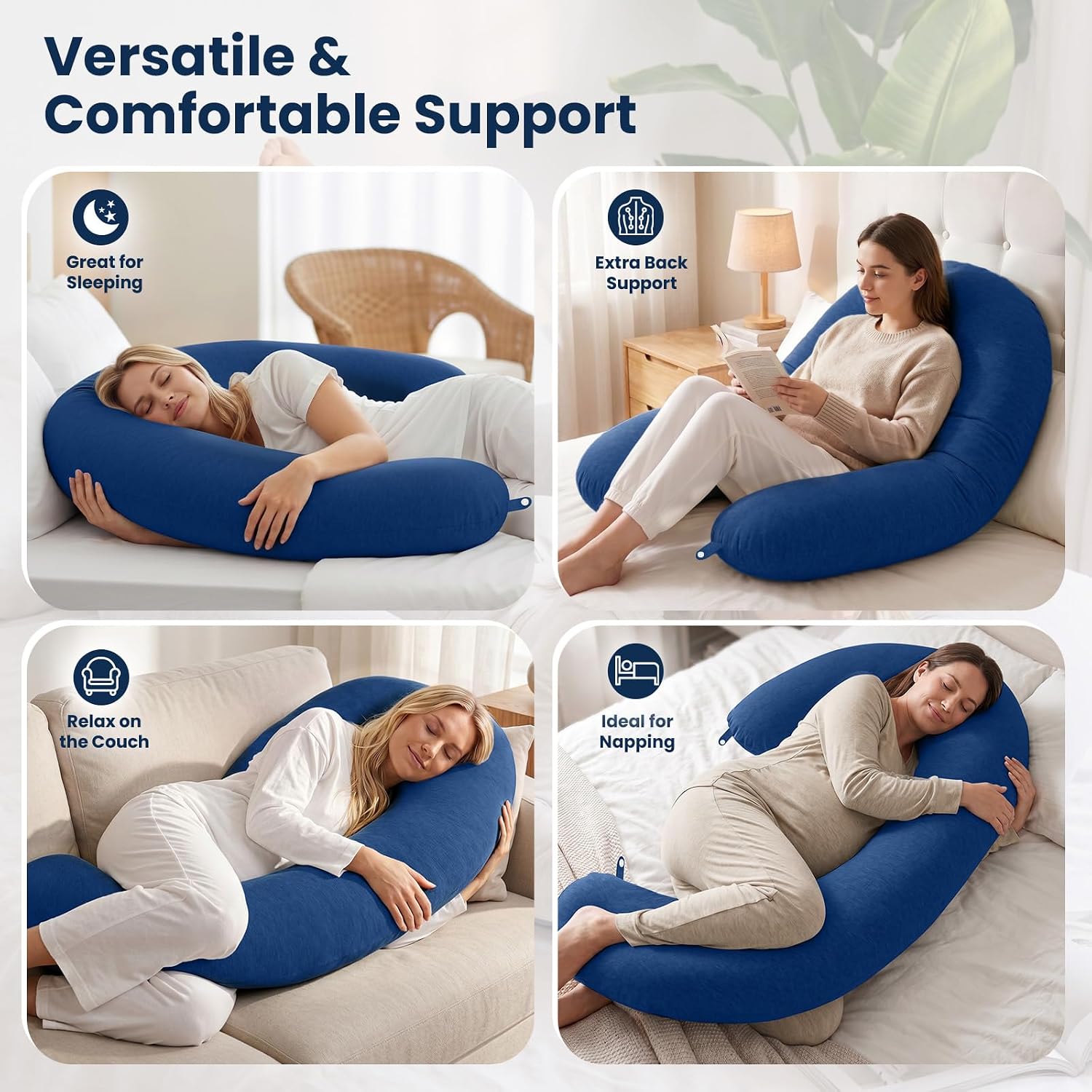 TranquilRelax TranquilRelax C Shaped Body Pillow for Side Sleepers, Memory Foam Long Pillow for Leg, Hip & Back Support, Soft Washab…