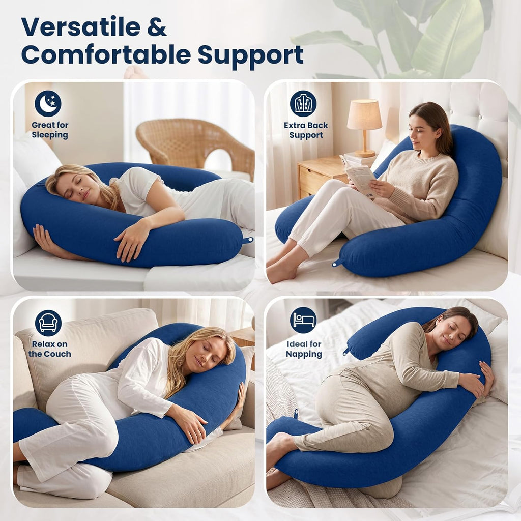 TranquilRelax TranquilRelax C Shaped Body Pillow for Side Sleepers, Memory Foam Long Pillow for Leg, Hip & Back Support, Soft Washab…