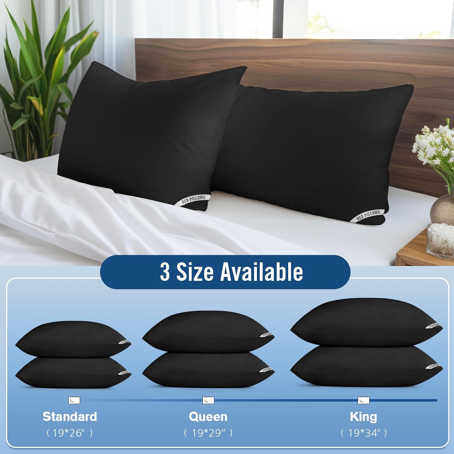 Piwaal Luxury Hotel Pillows for Sleeping 4 Pack, Bed Pillows Queen Size Set of 4, Down Alternative Filling, Pillows for Back, Stomach and…