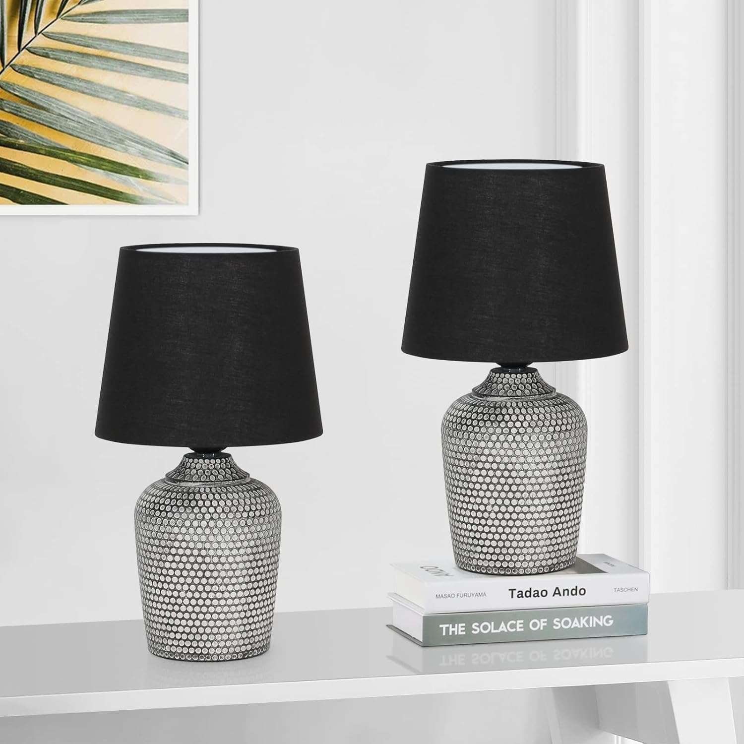 Sucolite 11.8'' Small Table Lamps Set of 2, Bedside Nightstand Lamps for Bedroom Kid’s Room, Cute Desk Lamps with Studded Texture Base…