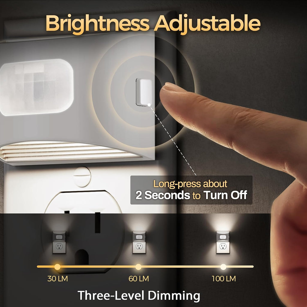 DORESshop LED Night Light[2 Pack], Night Lights Plug into Wall, 3 Mode Plug in Night Light with Motion Sensor, Dusk to Dawn Sensor…