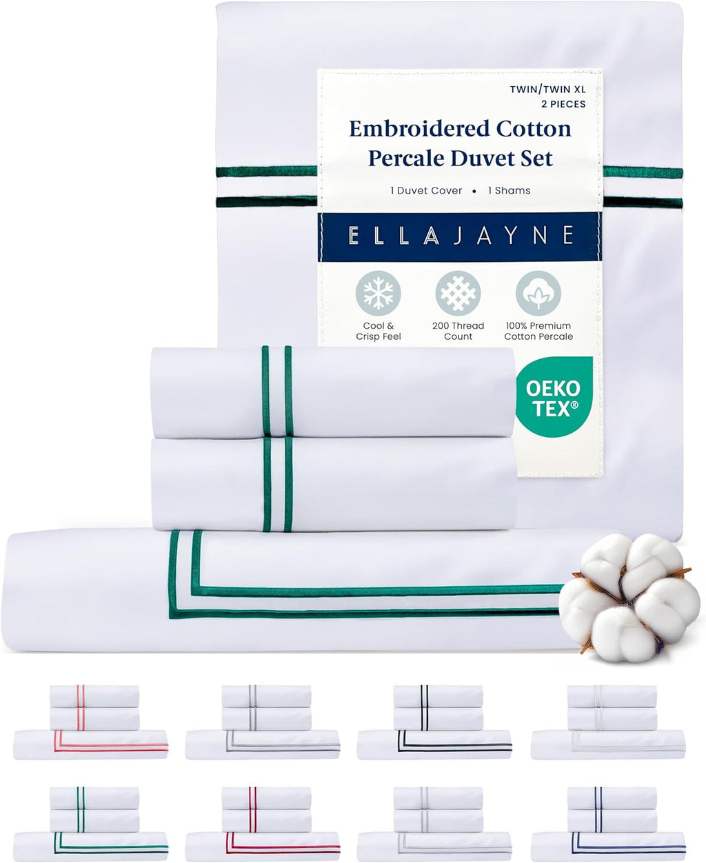 Ella Jayne Twin Duvet Cover (2 Pcs), 100% Cotton Percale, Twin/Twin XL, Soft, Breathable & Lightweight Including Duvet Cover (1 Piece)…