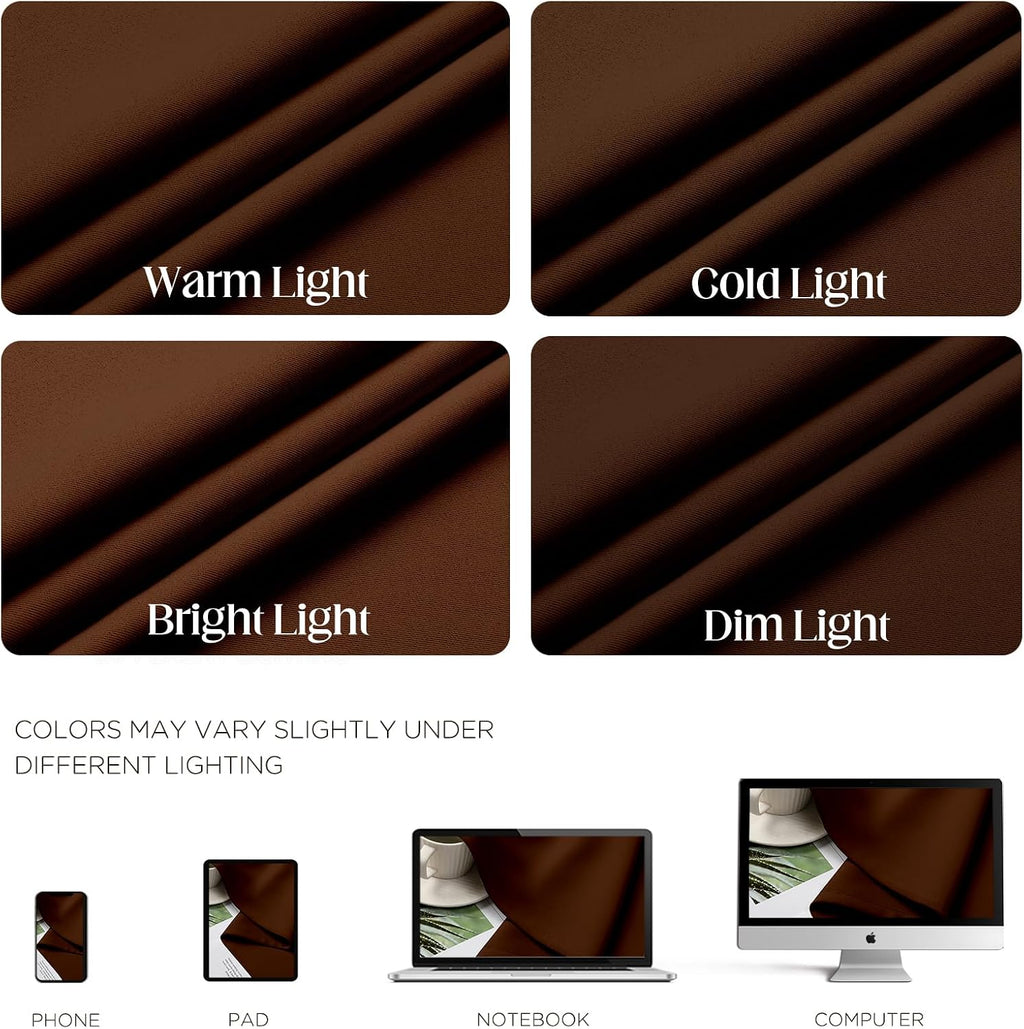 CUCRAF Brown Blackout Curtains 84 inch Length 2 Panels Set, Room Darkening Drapes for Living Room Bedroom, Thermal Insulated Light…