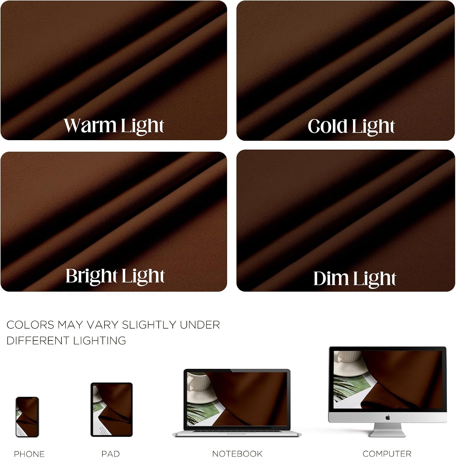 CUCRAF Brown Blackout Curtains 45 inch Length 2 Panels Set, Room Darkening Drapes for Living Room Bedroom, Thermal Insulated Light…