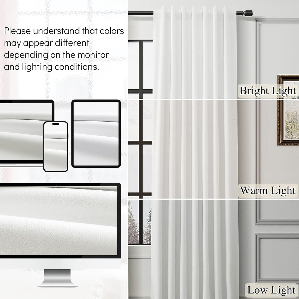 Guken Beige White Linen 100% Blackout Curtains for Bedroom 72 Inch 2 Panels Set Back Tab Thermal Insulated Black Out Sound Proof Light Bloc…