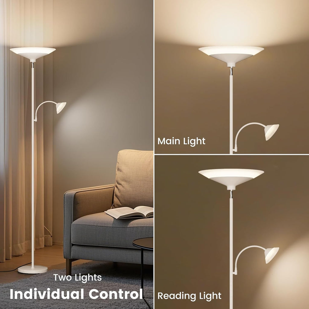 SIBRILLE Upgraded 2-Light Torchiere Floor Lamp - 34W Color Changing Standing Lamp with Remote, Rotatable Floor Reading Light, Modern…