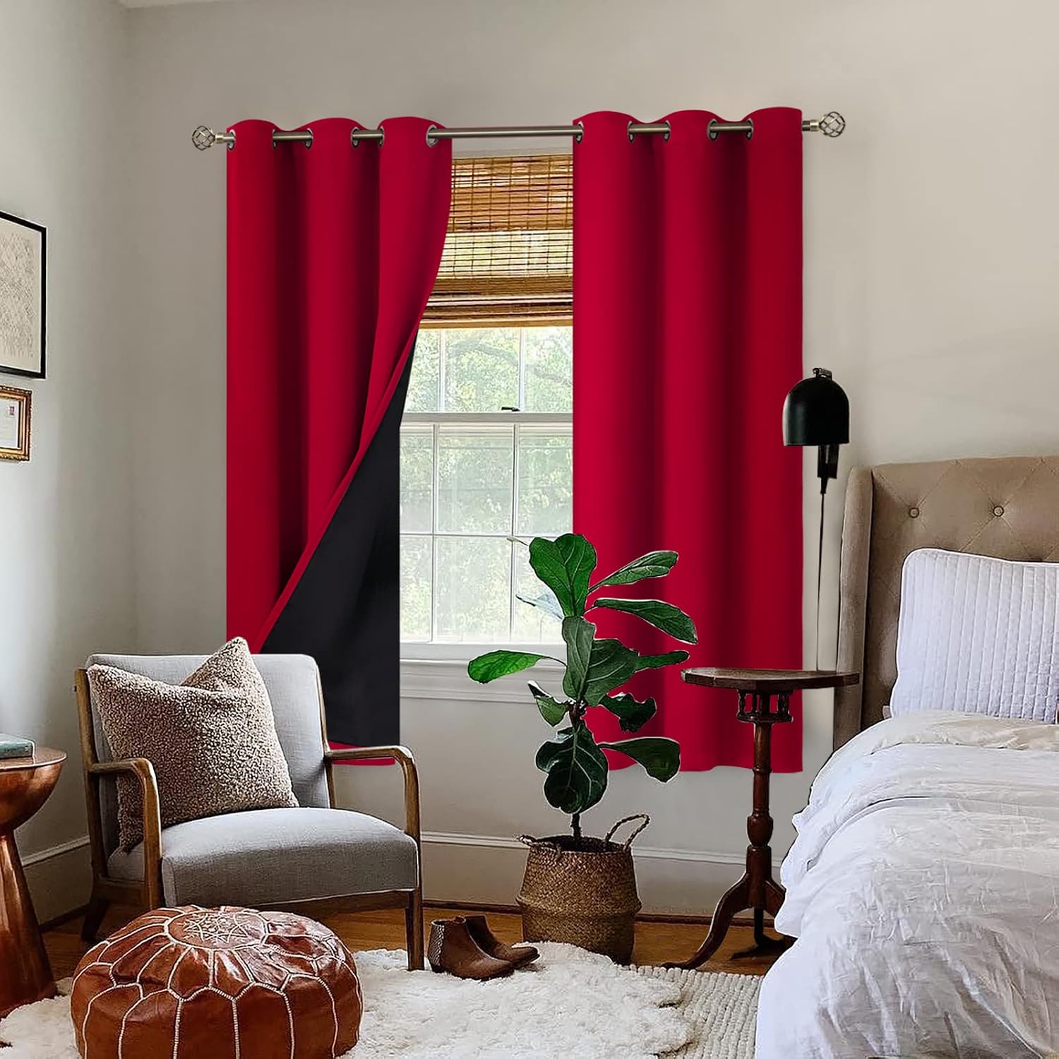 BGment Christmas 100% Blackout Curtains Thermal Insulated with Liner for Living Room Decoration - Grommet Double Layer Energy Saving Bedroo…