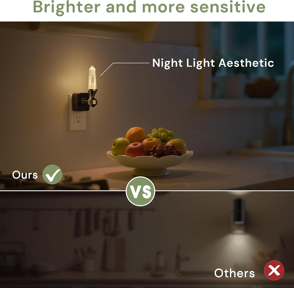 L LOHAS LED Night Light: Night Lights Plug into Wall, Dimmable Night Light Aesthetic Crystal, Warm Light 3000K, Dusk to Dawn Sensor…
