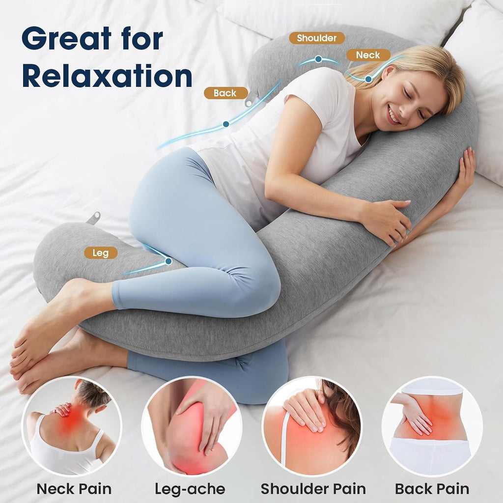TranquilRelax TranquilRelax C Shaped Body Pillow for Side Sleepers, Memory Foam Long Pillow for Leg, Hip & Back Support, Soft Washab…