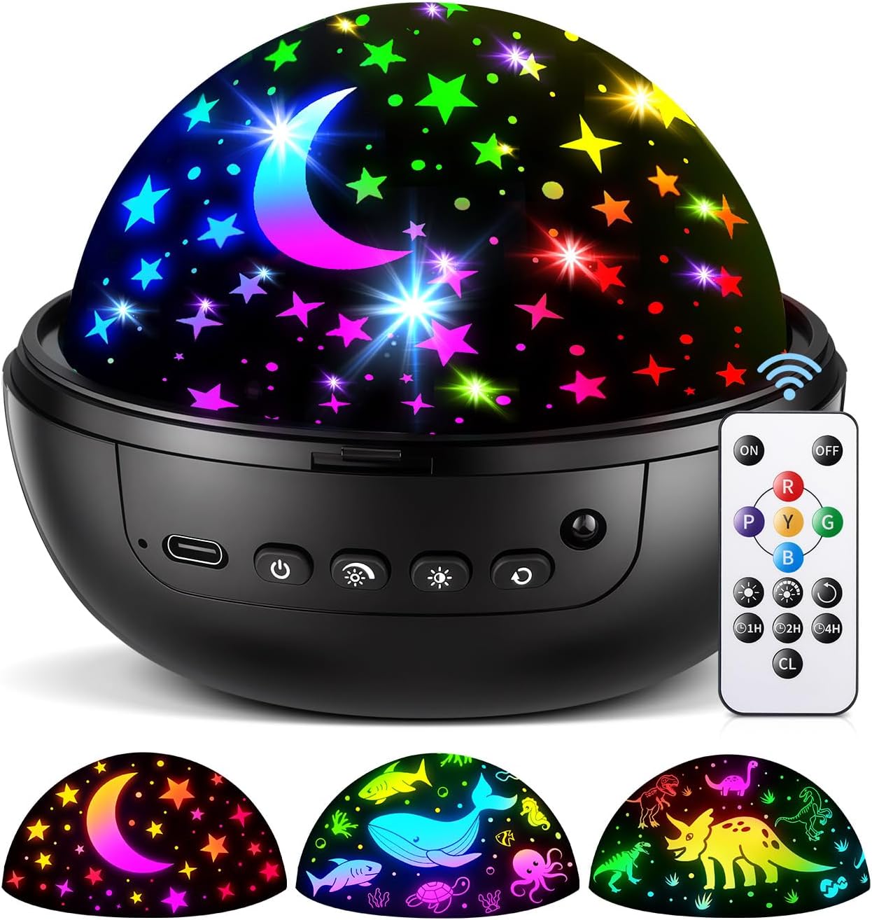 COOLNIGHT Night Light for Kids,93 Lighting+3 Films Kids Night Light Projector, Remote+Dimmable Star Projector,360° Ceiling Stars Glow in…