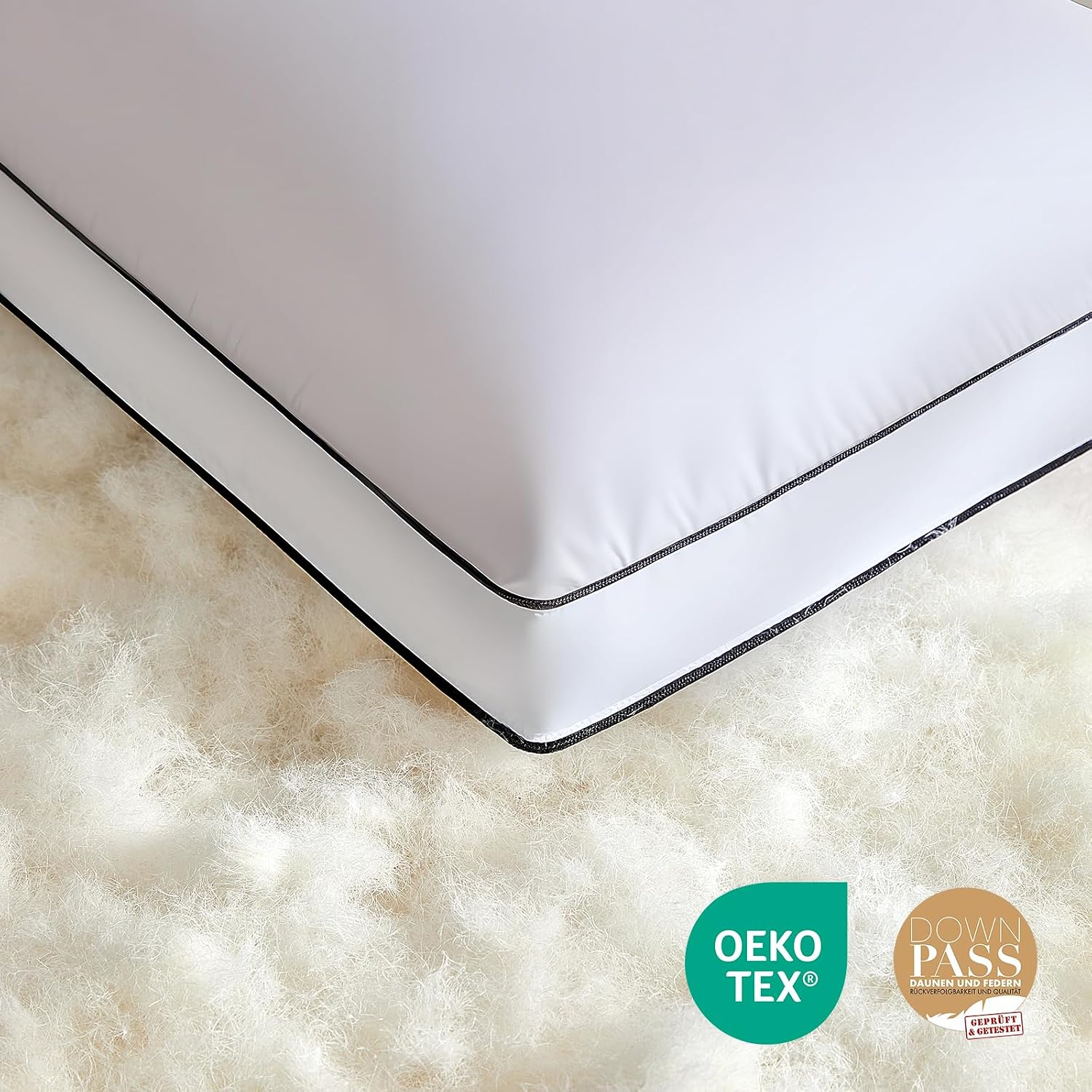 Sanivosily Feather Down Pillows Standard Size Set of 2 Pack, Luxury Hotel Collection Bed Pillows for Sleeping, Fluffy Soft Medium Fi…