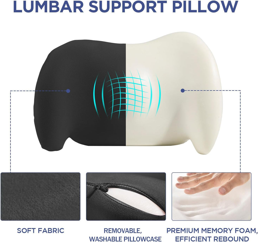 Bymecost Lumbar Support Pillow for Office Chair, Car Lumbar Pillow Lower Back, Memory Foam Back Cushion with Adjustable Straps, Ergonomic…
