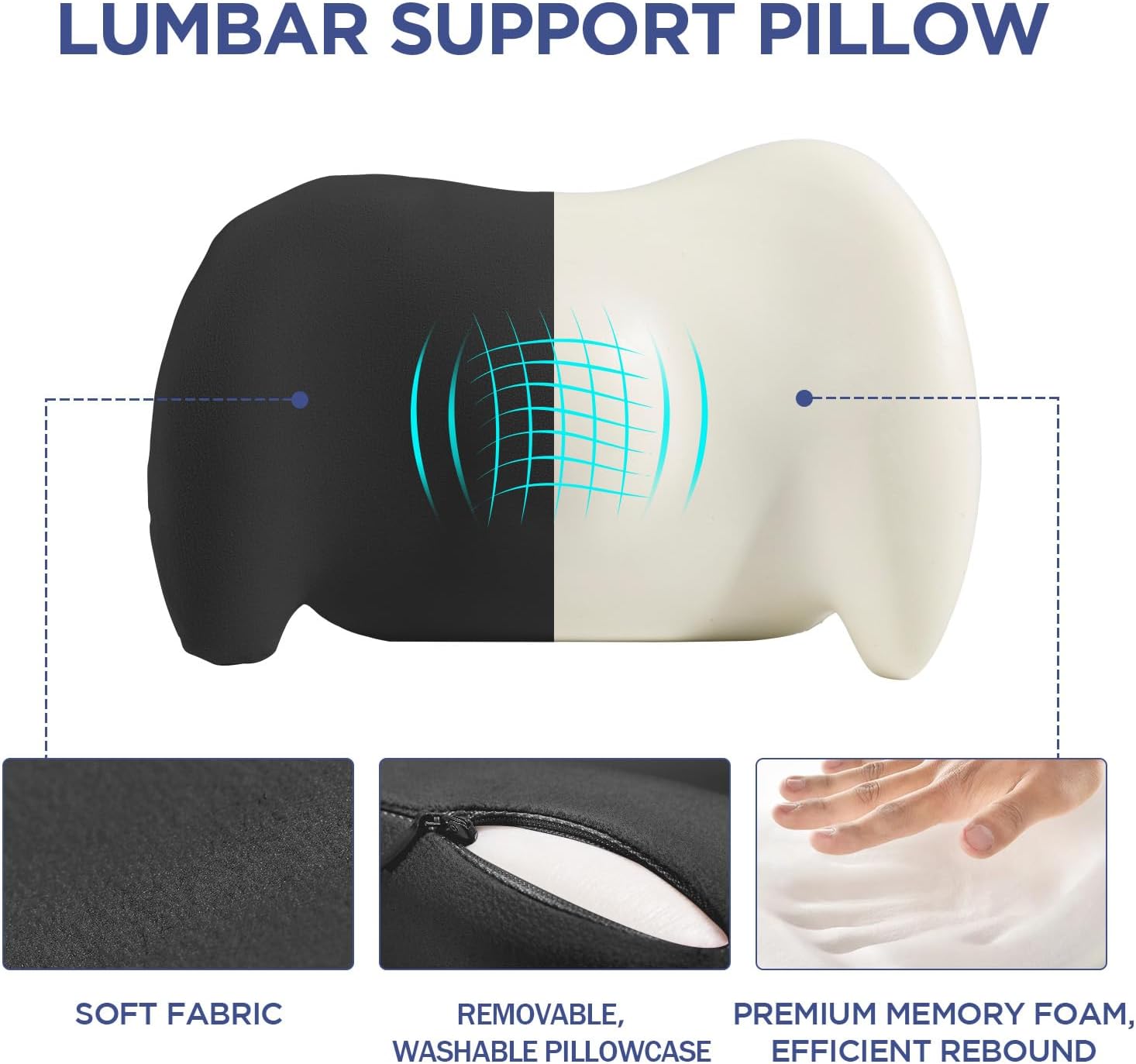 Bymecost Lumbar Support Pillow for Office Chair, Car Lumbar Pillow Lower Back, Memory Foam Back Cushion with Adjustable Straps, Ergonomic…