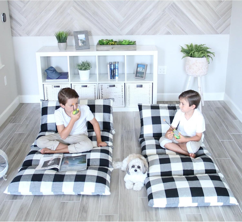 Butterfly Craze Floor Pillow Case - Transforms into Floor Bed & Sleep Mat - Ground Seating & Studio Apartment Essentials - Portable Guest…