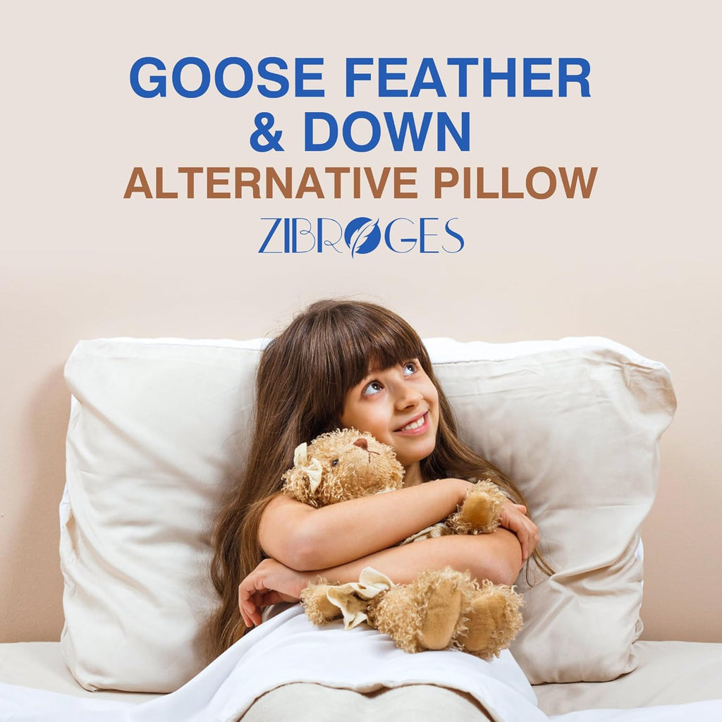 Ultra Soft Feather Pillows Queen Size Set of 2 - Hotel Goose Down Bed Pillow for Sleeping, (Down Fiber) Fluffy Support Surround Fill…