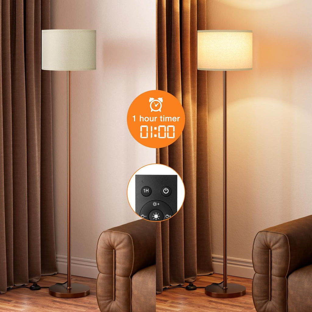 Ambimall Floor Lamps for Living Room with Remote Control and Stepless Dimmable Colors Temperature & Brightness, 9W Bulb Included(Beige…