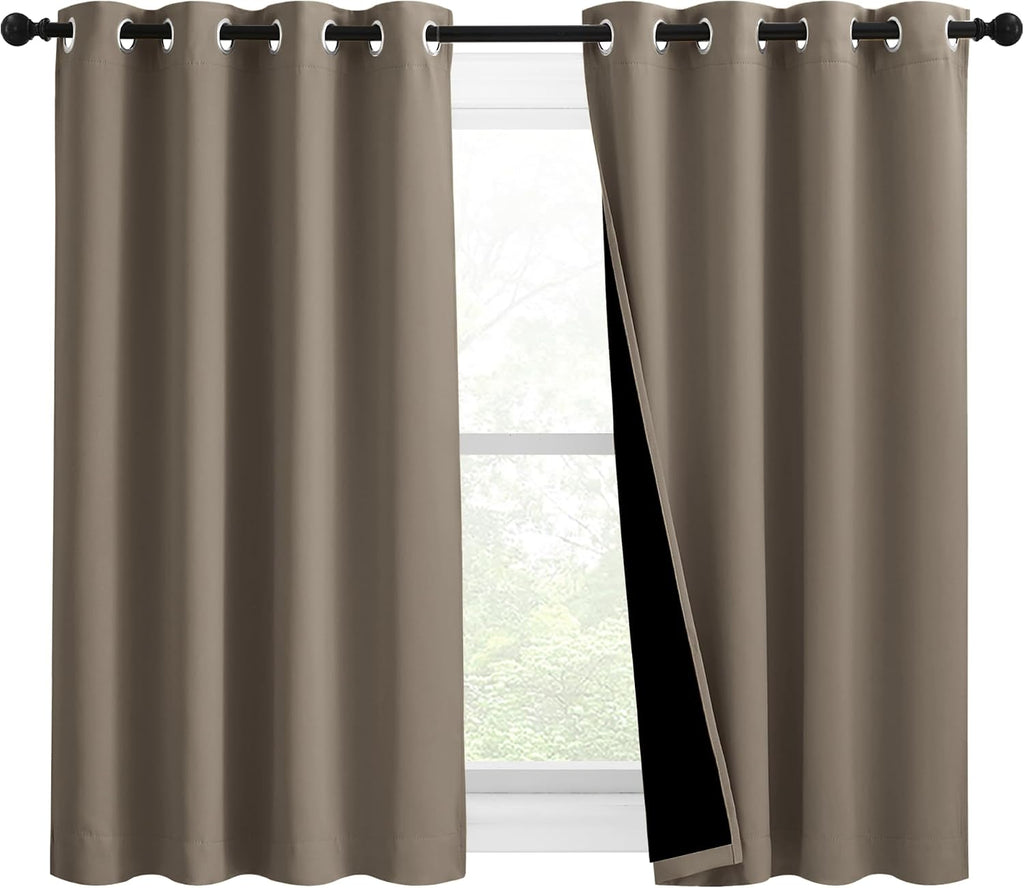 Nicetown 100% Blackout Blinds, Set of 2, 46 inches x 45 inches, Laundry Room Decor Window Treatment Curtains for Large Patio Sliding Door,…