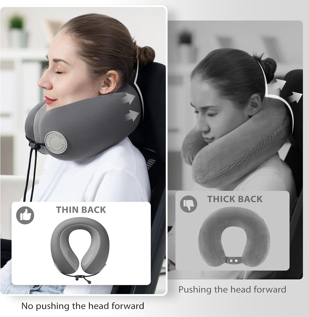 urnexttour Travel Neck Pillows for Airplane Adults, Memory Foam Neck Support Travelling Pillow with Washable Cotton Pillowcases and…