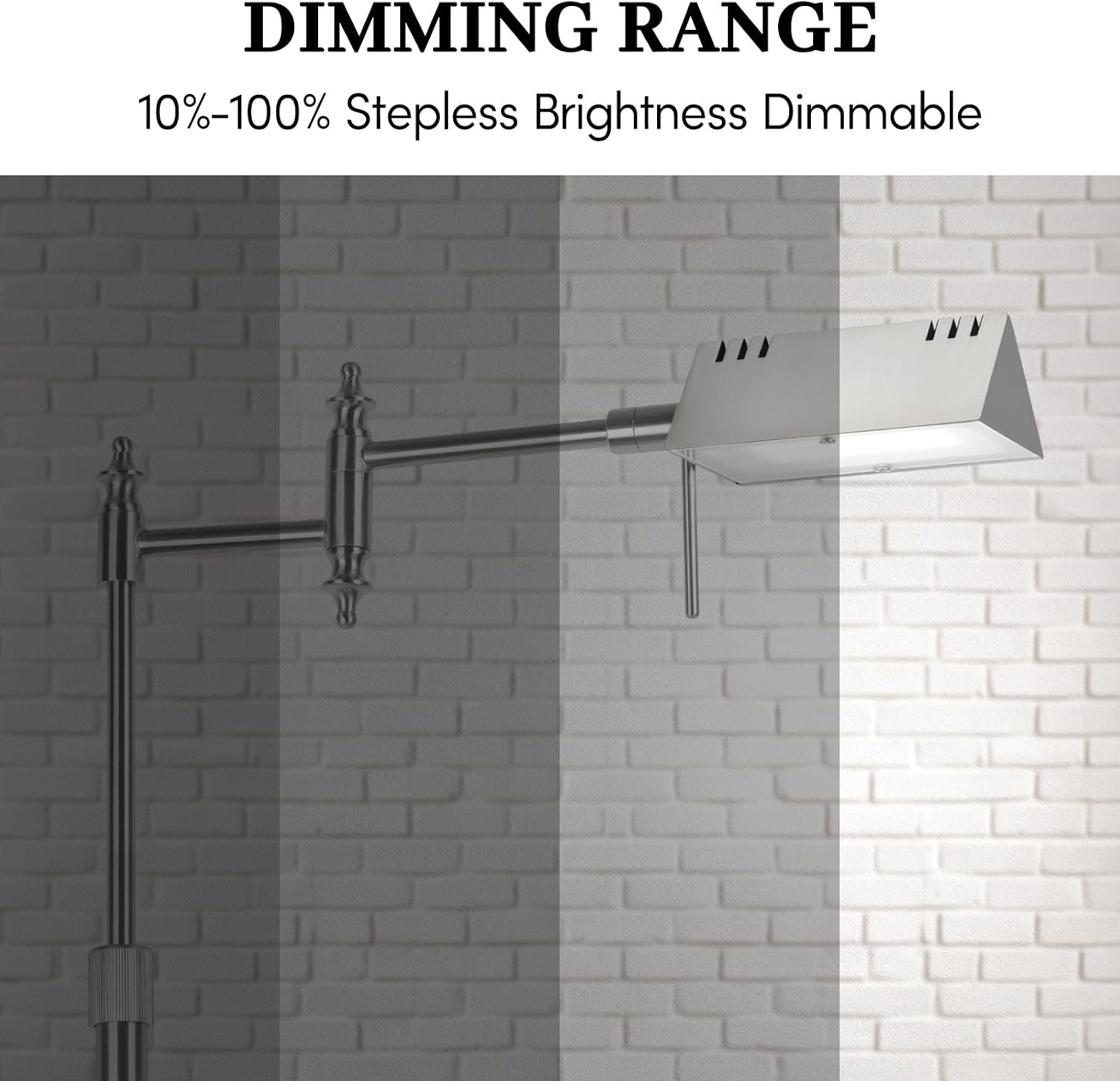 Dimmable Pharmacy Floor Lamp with Remote, 17W LED Reading Floor Lamp with 360°Swing Arm, 3 Color Temperature, Height Adjustable Silver…