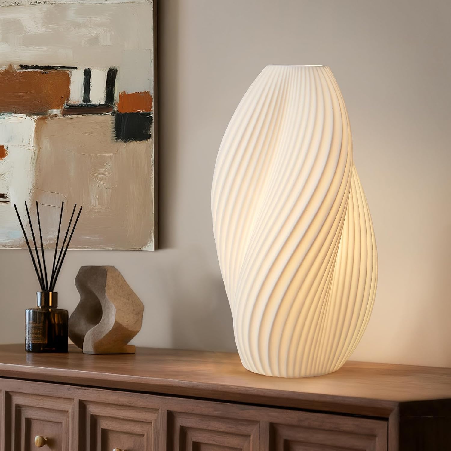 Rondure 11.9" Modern Ceramic Table Lamp, Fully Dimmable Modern Bedside Lamps for Bedroom, Living Room and Nightstand, White Translucent Cer…