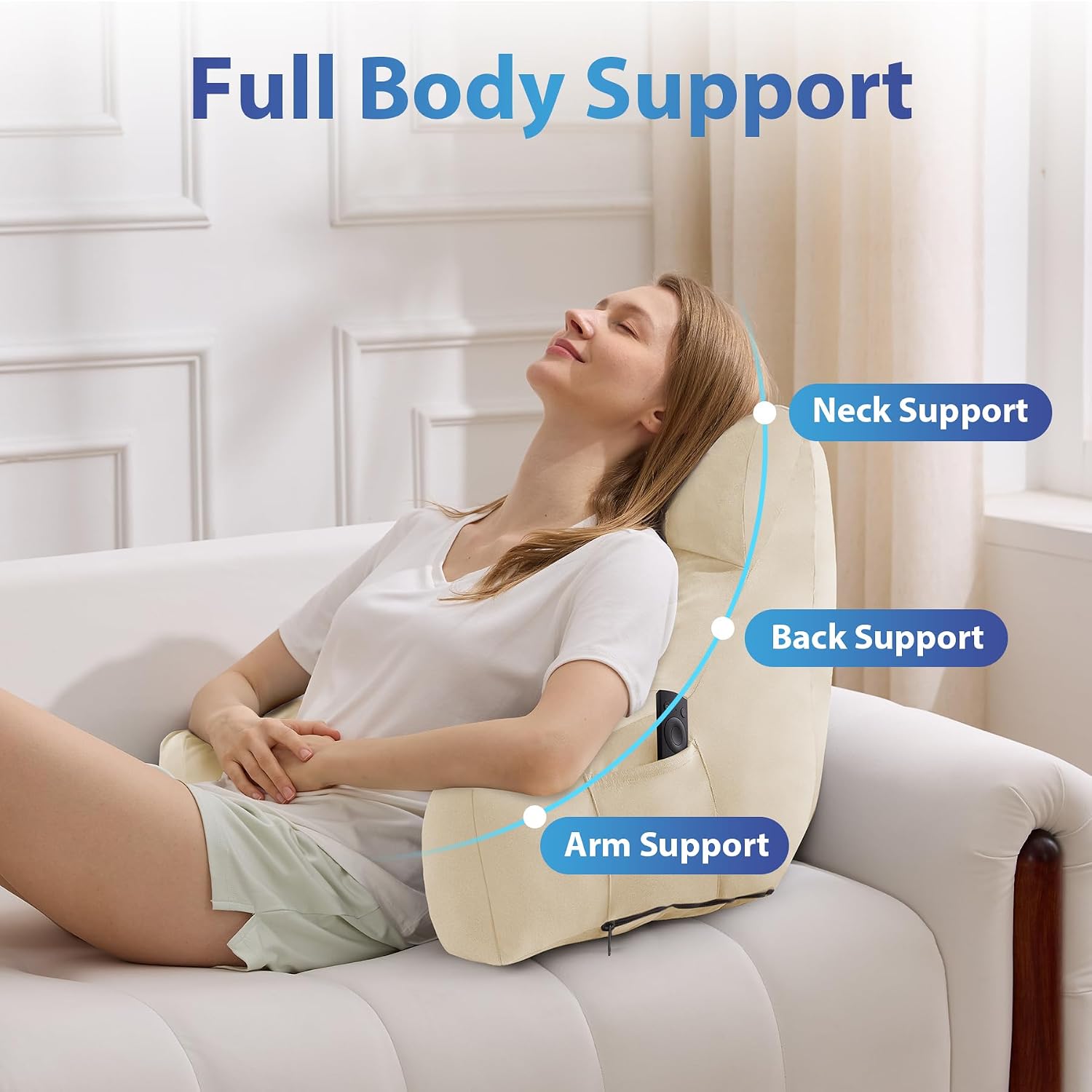 Ipynbap Back Pillow for Bed Sitting up, Reading Pillow for Sitting in Bed Adult, Back Support Pillow, Memory Foam Sit up Lounge Backrest Pi…