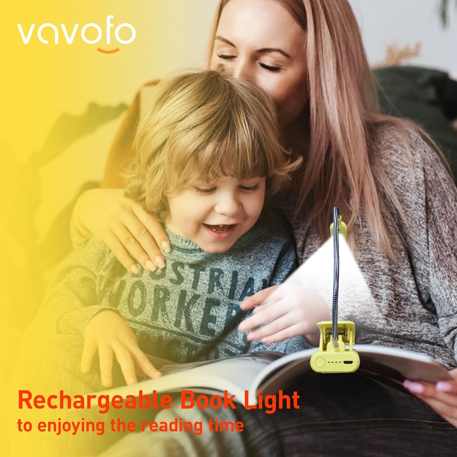 Vavofo Rechargeable Book Light for Reading in Bed Kids, 7 LED Reading Light with 9-Level Warm Cool White Daylight, Eye comfort Lamp with…