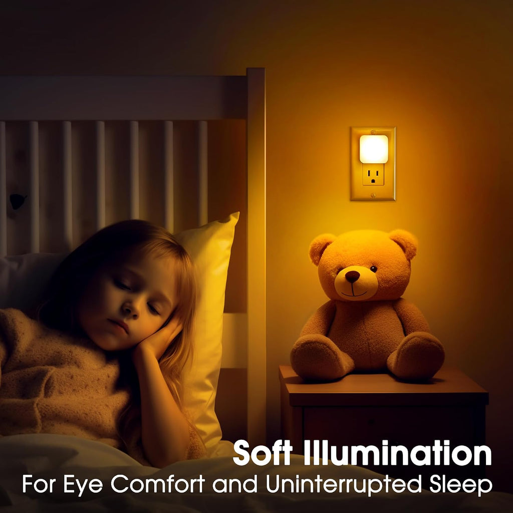Amber Night Lights Plug into Wall, Nightlights With Light Sensor Dusk to Dawn, 0.3W Square Plug in Night Light for Kids, Amber Night…