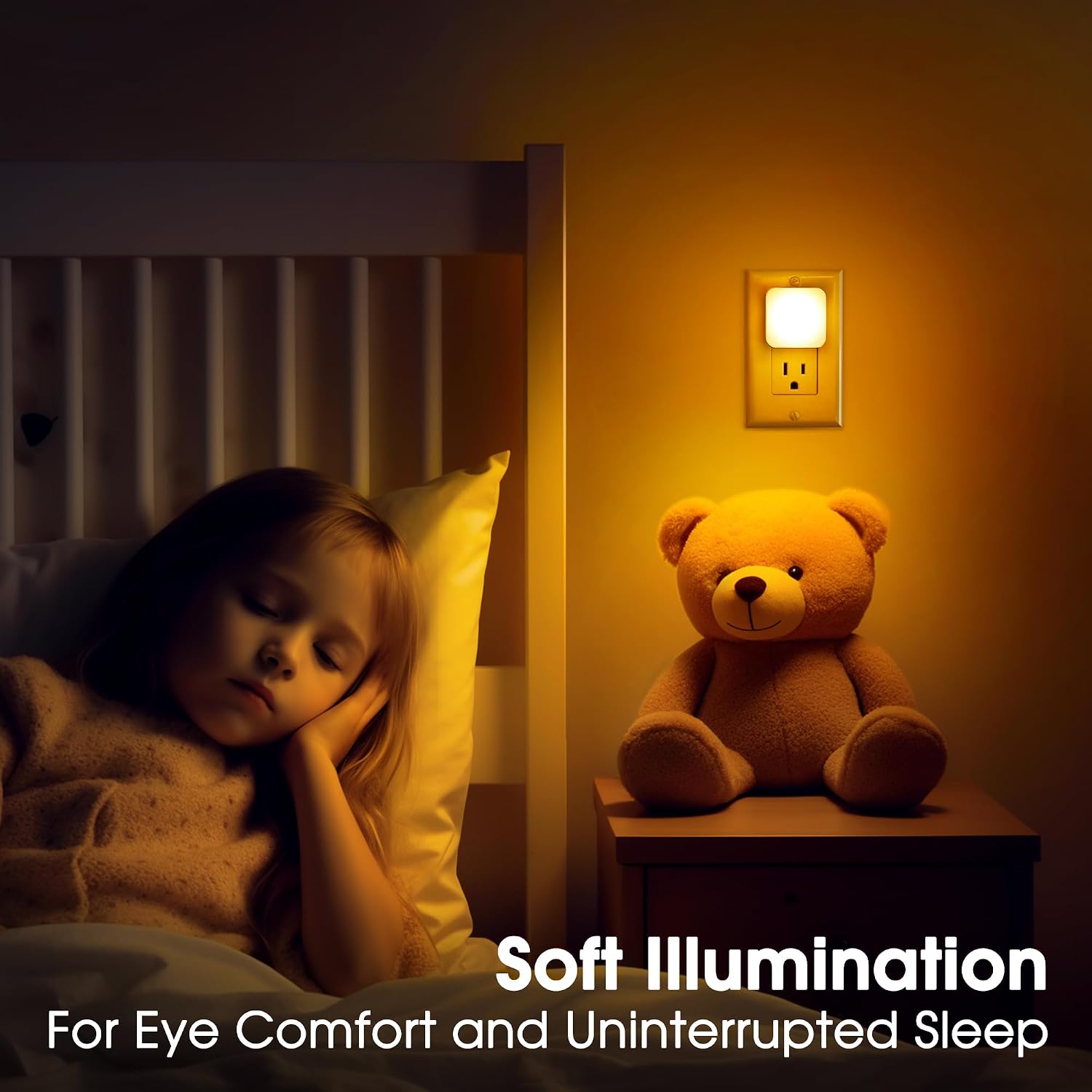 Amber Night Lights Plug into Wall, Nightlights With Light Sensor Dusk to Dawn, 0.3W Square Plug in Night Light for Kids, Amber Night…
