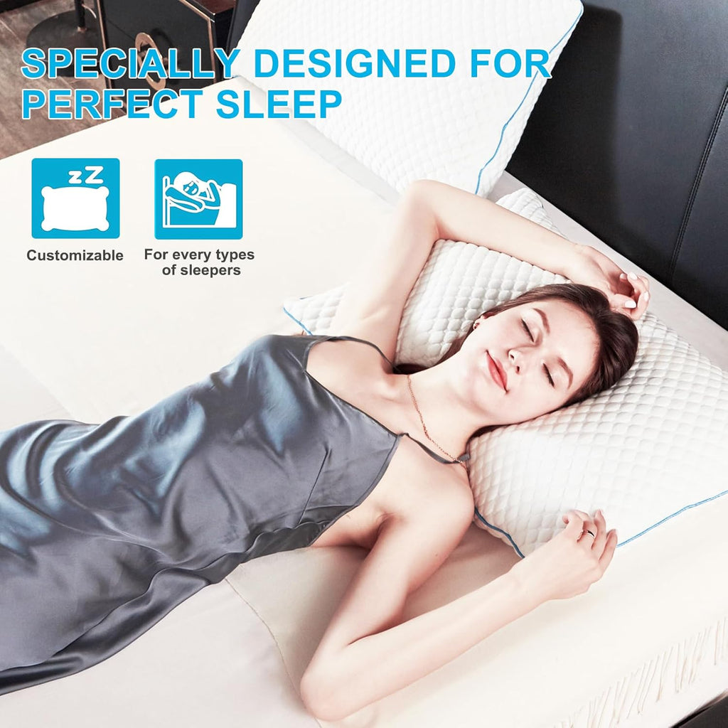 Vvz Cooling Bed Pillows King Size Set of 2, Shredded Memory Foam Pillows for Side Back Stomach Sleepers, Luxury Cool Gel Adjustable Firm Be…