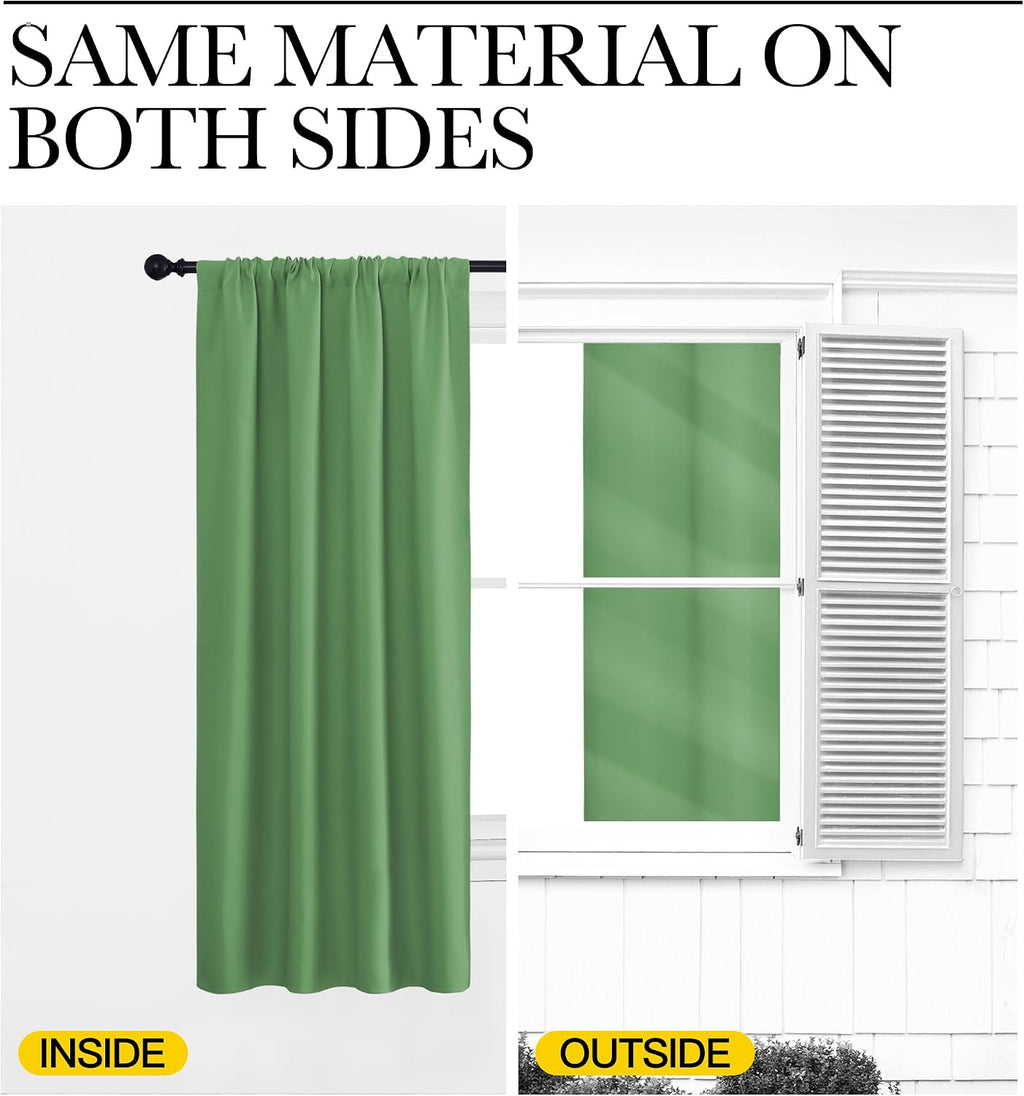 Nicetown Blackout Curtains for Living Room, Froest Green, 2 Panels, 42 by 63, Darkening Window Curtain Panels, easy maintenance Solid…