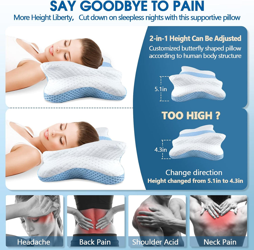 CHxxy Memory Foam Pillows, Cervical Pillow for Neck and Shoulder, Ergonomic Contour Bed Pillow, Soft for Side Sleep Stomach Sleeping and B…