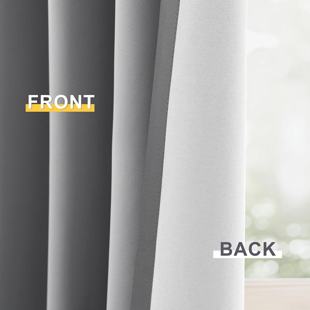 Yakamok 100% Blackout Curtain Panels 63 inches Cold and Light Blocking Drapes for Nursery, 2 Thick Layers Thermal Insulated Draperies (2 Pi…