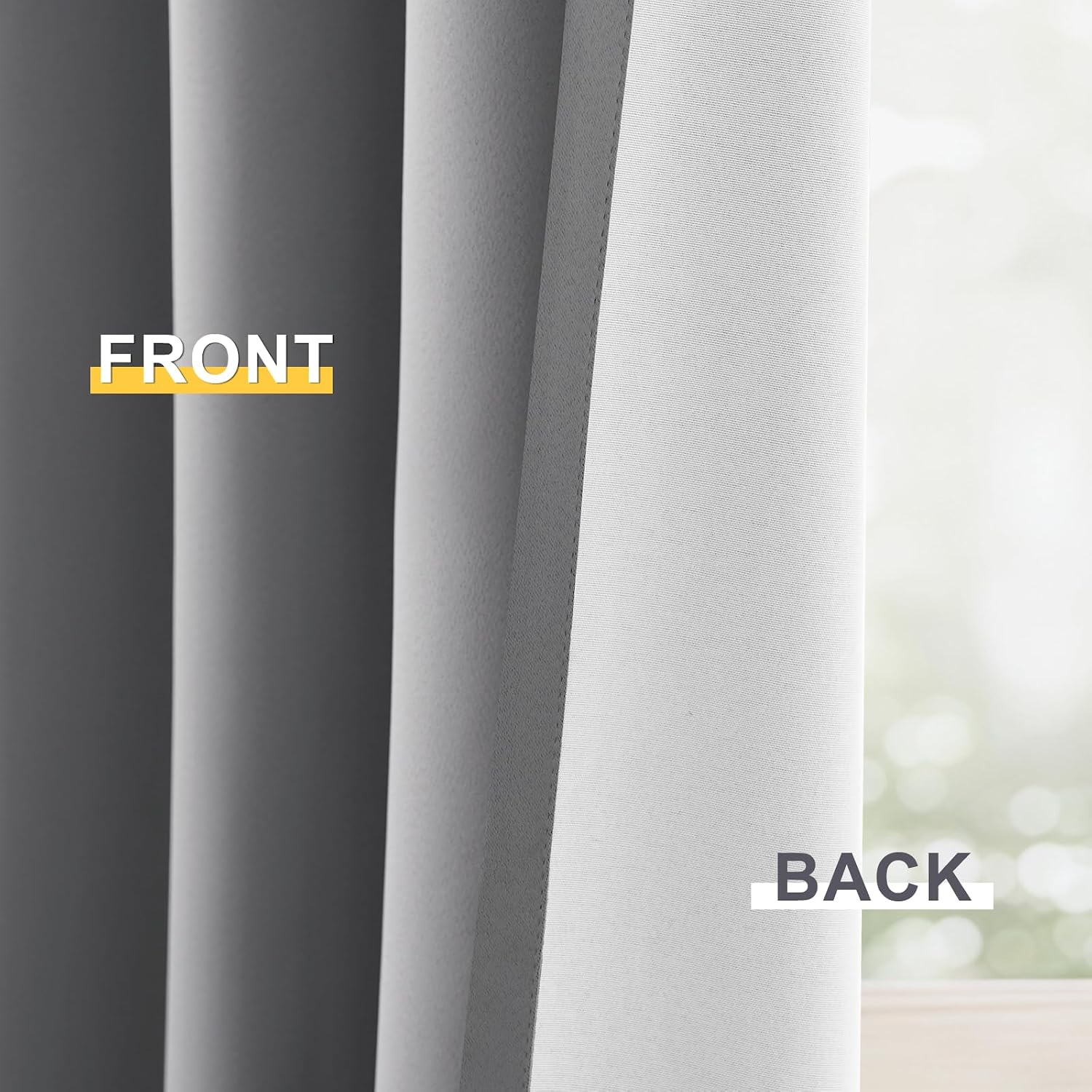 Yakamok 100% Blackout Curtain Panels 63 inches Cold and Light Blocking Drapes for Nursery, 2 Thick Layers Thermal Insulated Draperies (2 Pi…