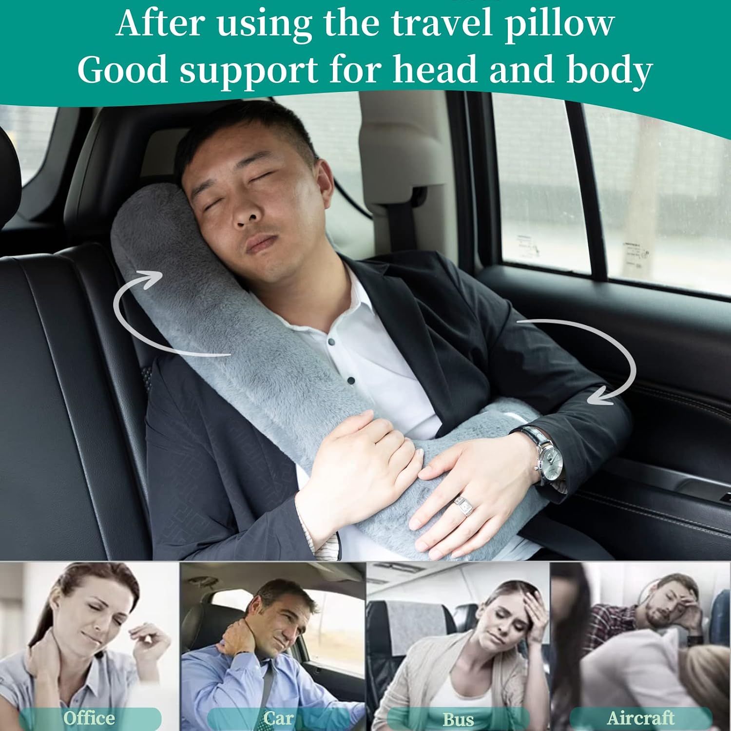 FHSGGP Travel Pillow Upgraded Version of Aircraft Travel Neck Pillow with Storage Bag, Sleep Pillows for Travel by Train, Car, or Plane…