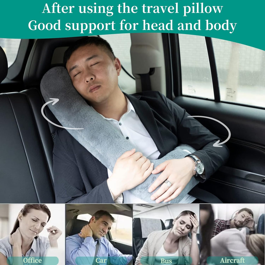FHSGGP Travel Pillow Upgraded Version of Aircraft Travel Neck Pillow with Storage Bag, Sleep Pillows for Travel by Train, Car, or Plane…