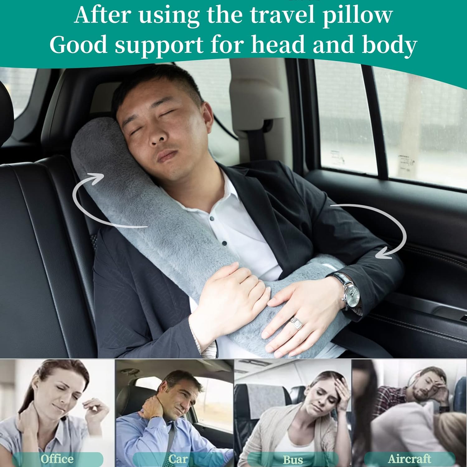 FHSGGP Travel Pillow Upgraded Version of Aircraft Travel Neck Pillow with Storage Bag, Sleep Pillows for Travel by Train, Car, or Plane…